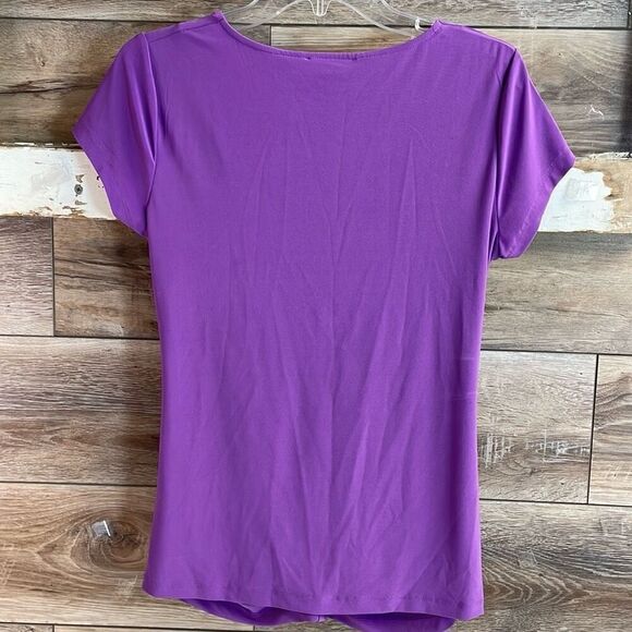 JOSEPHINE STUDIO Ladies Ruched Ruffled Vneck Short Sleeve Top Size Small - Picture 4 of 6